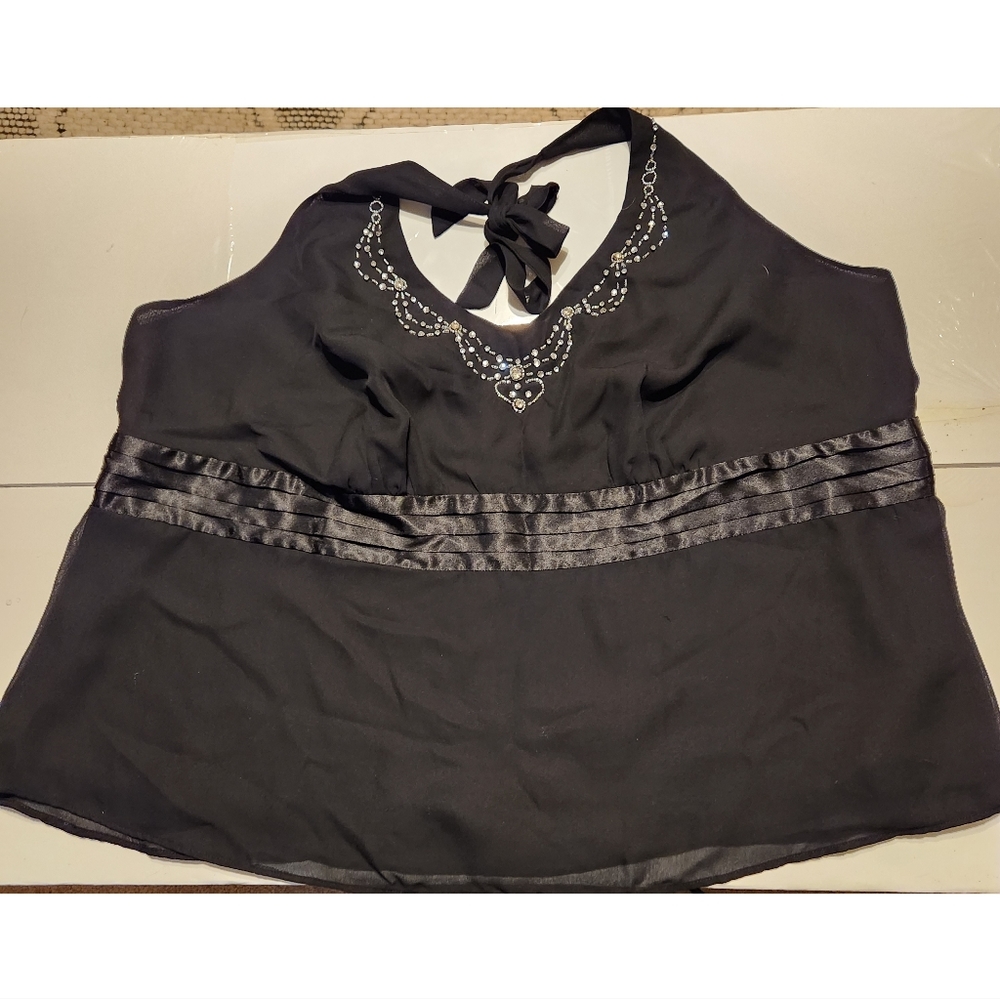 Lane Bryant rhinestone halter top side zip SZ 26